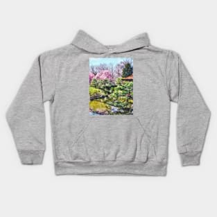 Japanese Garden in Spring Kids Hoodie